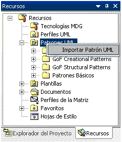 Import UML Pattern menu item